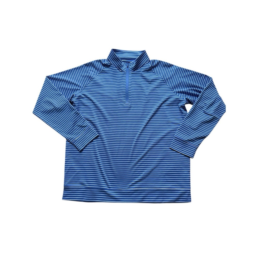 J McLaughlin Quarter Zip Mens XL Blue Stripe Preppy Golf‎ Catalina Cloth